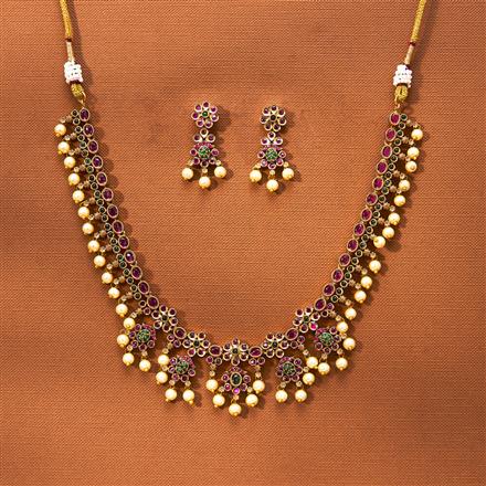 Antique South Indian Necklace With Matte Gold Plating