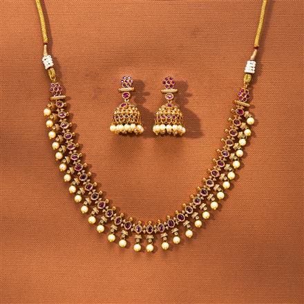 Antique South Indian Necklace With Matte Gold Plating
