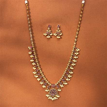 Antique South Indian Necklace With Matte Gold Plating