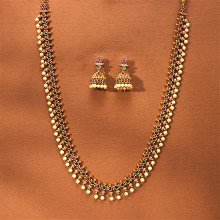 Antique South Indian Necklace With Matte Gold Plating