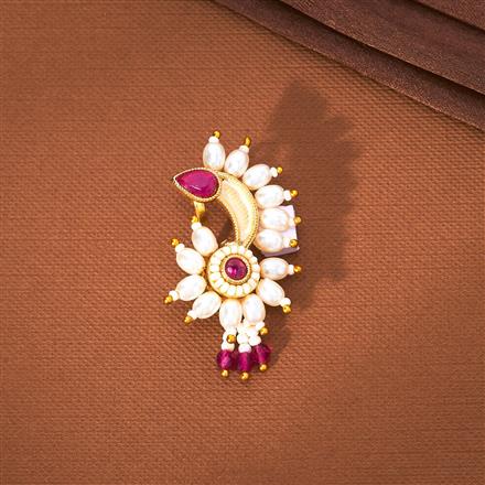 Antique Pearl Nose Ring With Gold Plating