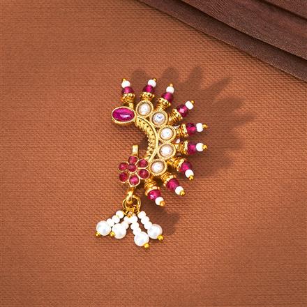 Antique Pearl Nose Ring With Gold Plating