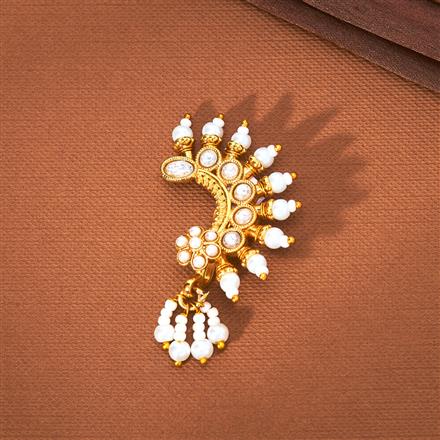 Antique Pearl Nose Ring With Gold Plating