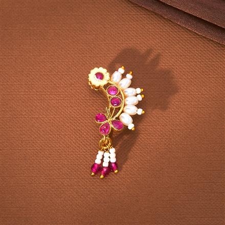 Antique Pearl Nose Ring With Gold Plating