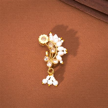 Antique Pearl Nose Ring With Gold Plating
