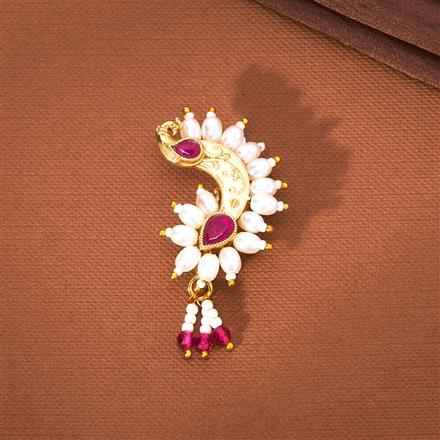 Antique Pearl Nose Ring With Gold Plating
