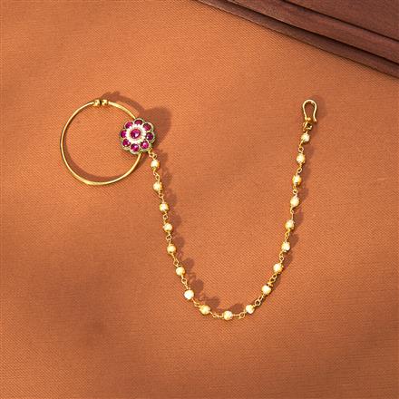 Antique Moti Nose Ring With Gold Plating