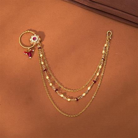Antique Moti Nose Ring With Gold Plating