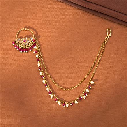 Antique Moti Nose Ring With Gold Plating