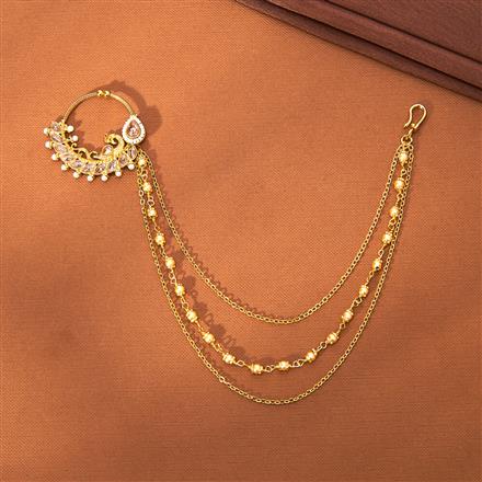Antique Moti Nose Ring With Gold Plating