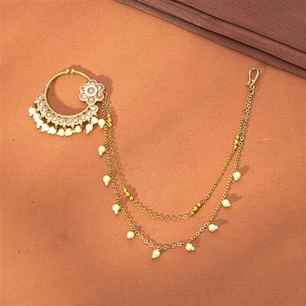 Antique Moti Nose Ring With Gold Plating