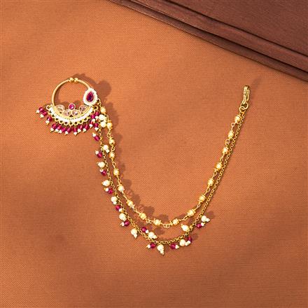 Antique Moti Nose Ring With Gold Plating