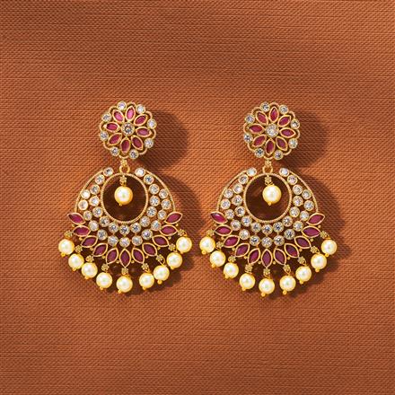 Antique Moti Earring With Matte Gold Plating