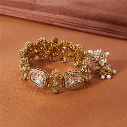 Antique Adjustable Bracelet With Mehndi Plating
