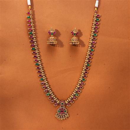 Antique Temple Necklace With Matte Gold Plating