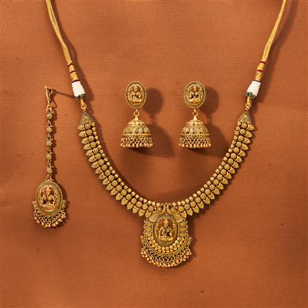 Antique Temple Necklace With Matte Gold Plating