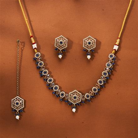 Antique Pearl Necklace With Mehndi Plating