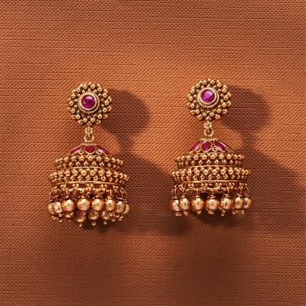 Antique Jhumki With Matte Gold Plating