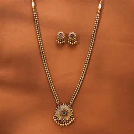 Antique South Indian Necklace With Matte Gold Plating