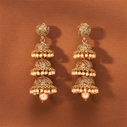 Antique Triple Jhumki With Gold Plating