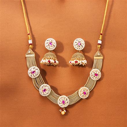 Antique Classic Necklace With Matte Gold Plating