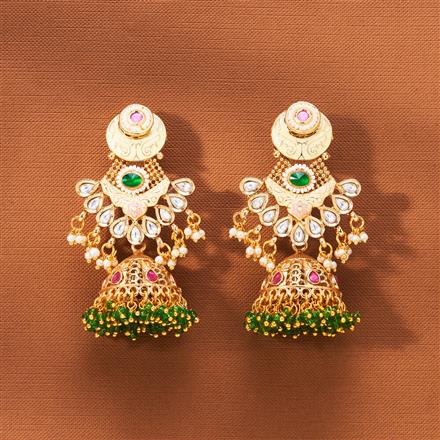 Antique Meenakari Earring With Matte Gold Plating