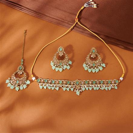 Antique Choker Necklace With Mehndi Plating