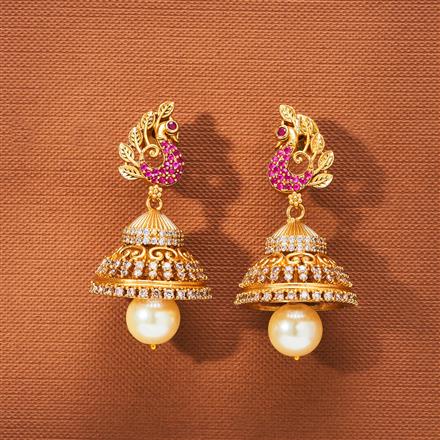 Antique Peacock Jhumki With Matte Gold Plating