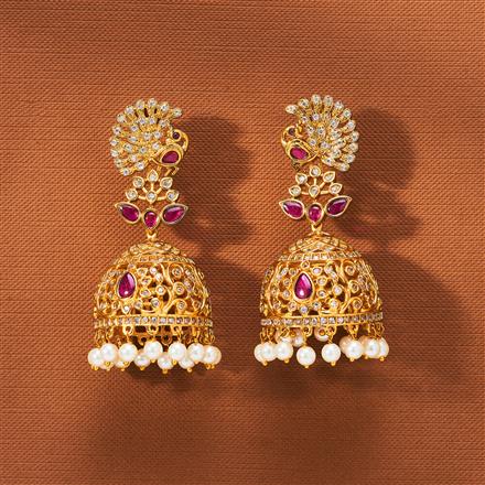 Antique Peacock Earring With Matte Gold Plating