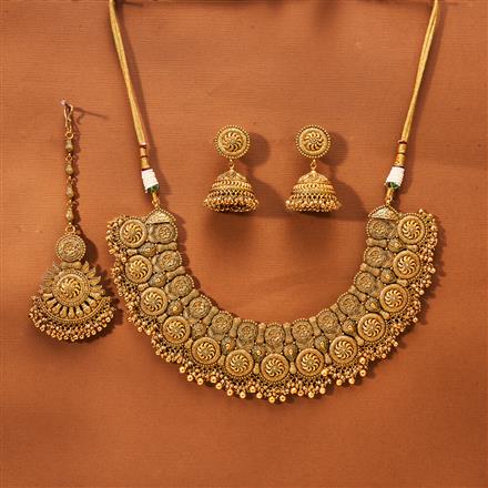 Antique Classic Necklace With Matte Gold Plating