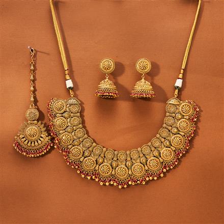 Antique Classic Necklace With Matte Gold Plating