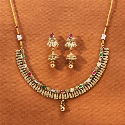 Antique Classic Necklace With Matte Gold Plating
