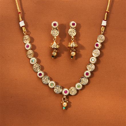 Antique South Indian Necklace With Matte Gold Plating