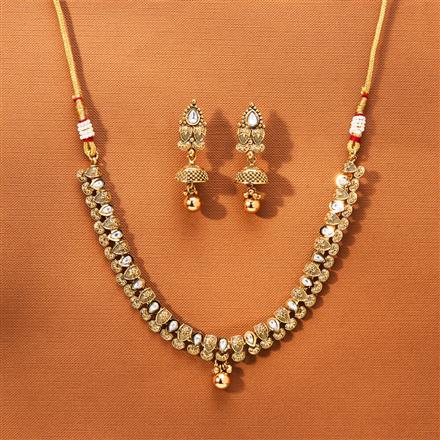 Antique Delicate Necklace With Matte Gold Plating