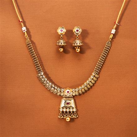 Antique Meenakari Necklace With Matte Gold Plating