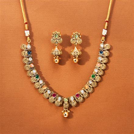 Antique Delicate Necklace With Matte Gold Plating