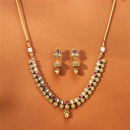 Antique Classic Necklace With Matte Gold Plating