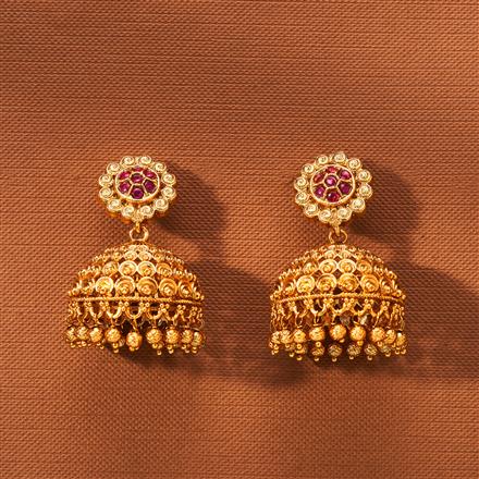 Antique South Indian Jhumki With Matte Gold Plating