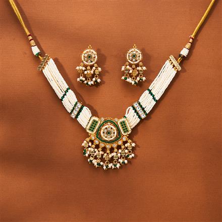 Antique Moti Necklace With Gold Plating