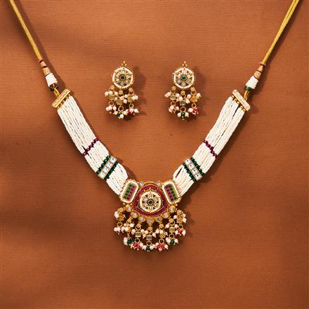 Antique Moti Necklace With Gold Plating