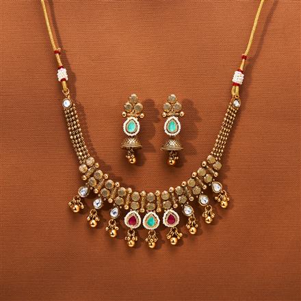 Antique Classic Necklace With Matte Gold Plating