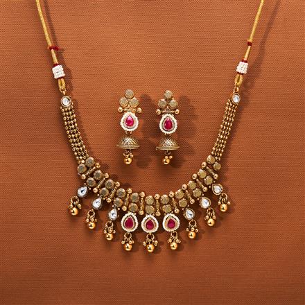 Antique Classic Necklace With Matte Gold Plating