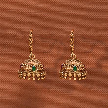 Antique Jhumki With Matte Gold Plating