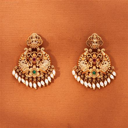 Antique Temple Earring With Matte Gold Plating