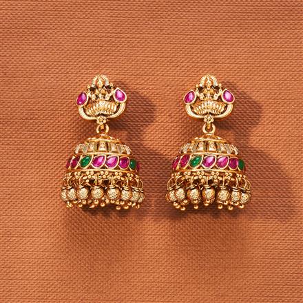 Antique South Indian Jhumki With Matte Gold Plating