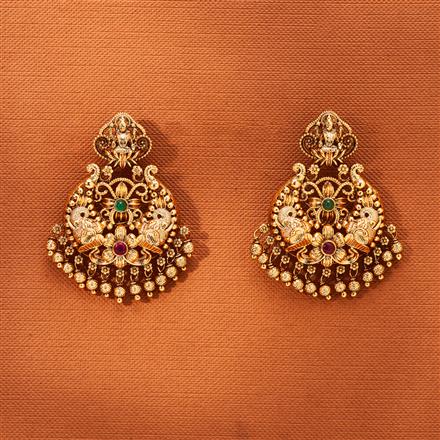Antique Temple Earring With Matte Gold Plating