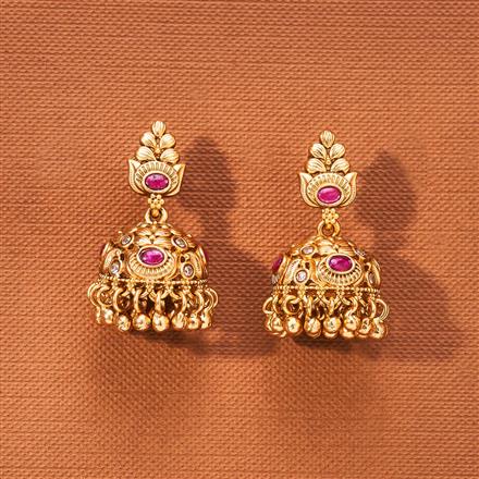 Antique Jhumki With Matte Gold Plating