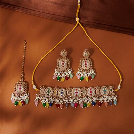 Antique Choker Necklace With Mehndi Plating