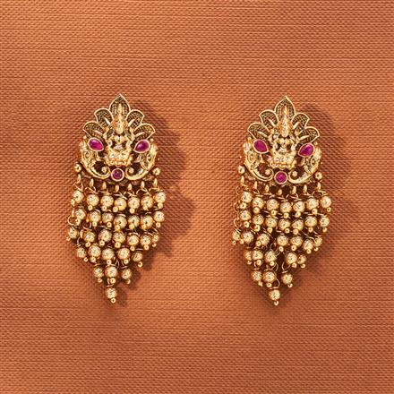 Antique Temple Earring With Matte Gold Plating