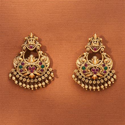 Antique Temple Earring With Matte Gold Plating
